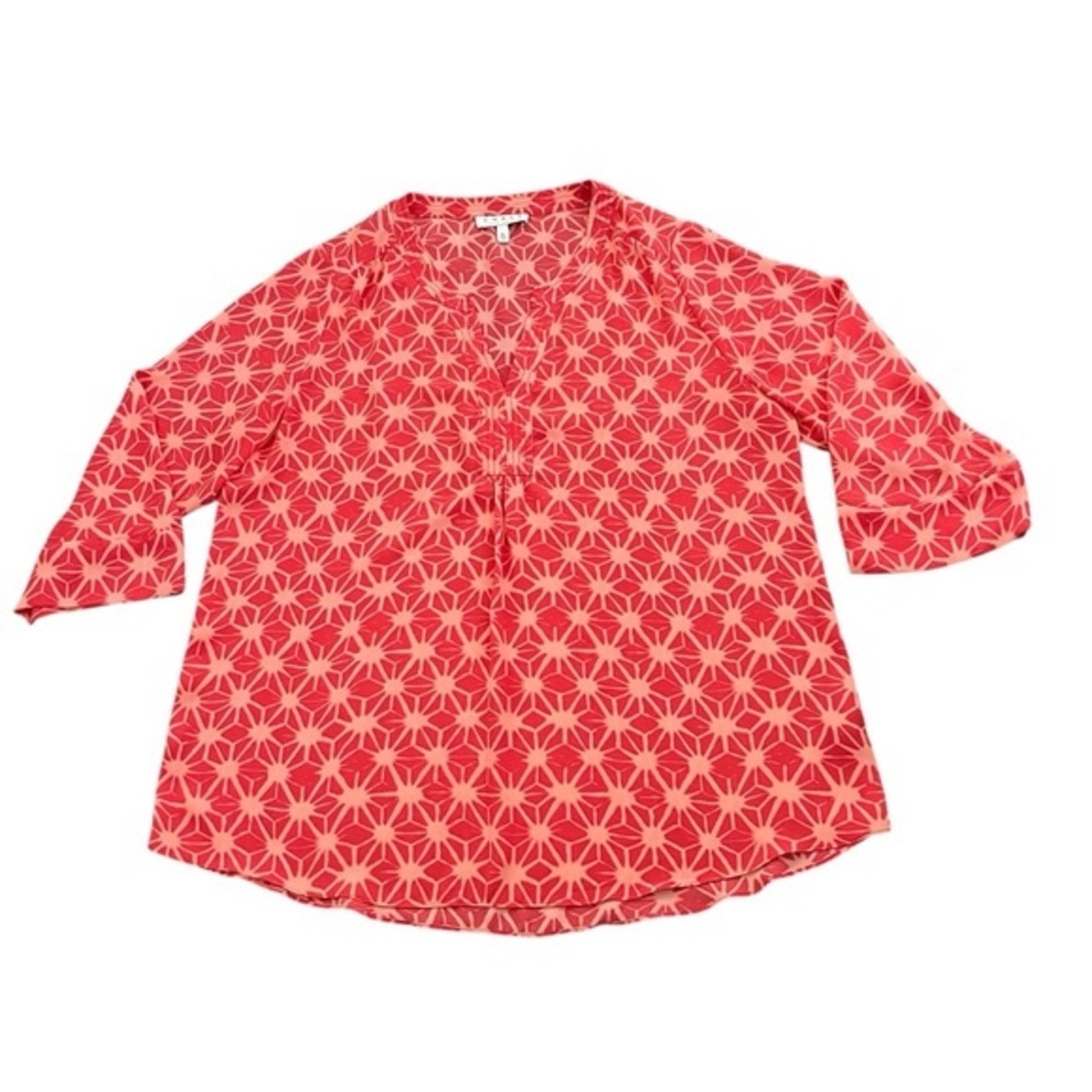 Chaus New York Exotic Pink Geometric Print Courtney Blouse Size L
